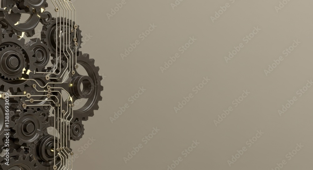 Poster intricate gear system with circuitry: a visual representation of technological advancement and innov
