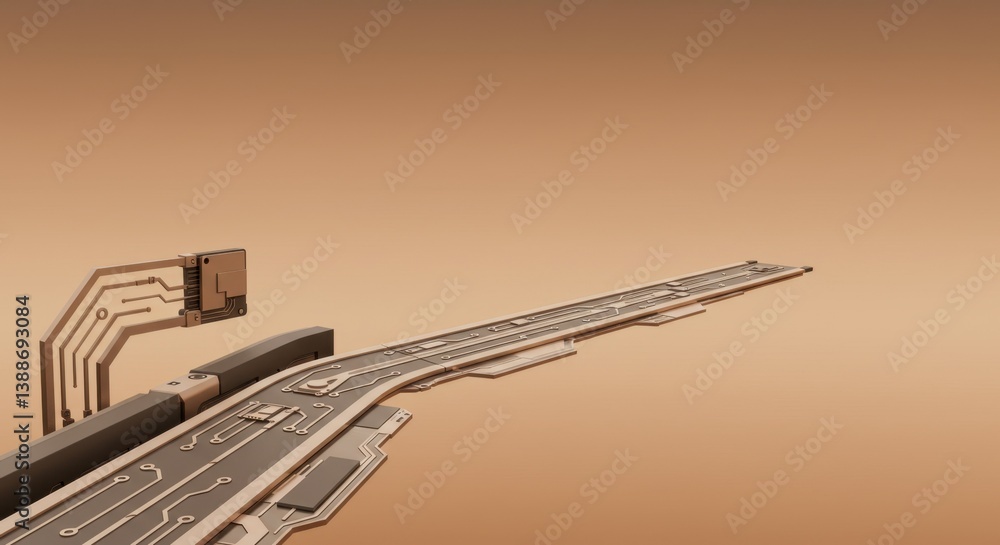 Aufkleber abstract futuristic circuit board design: a 3d render of a sleek and modern technological interface