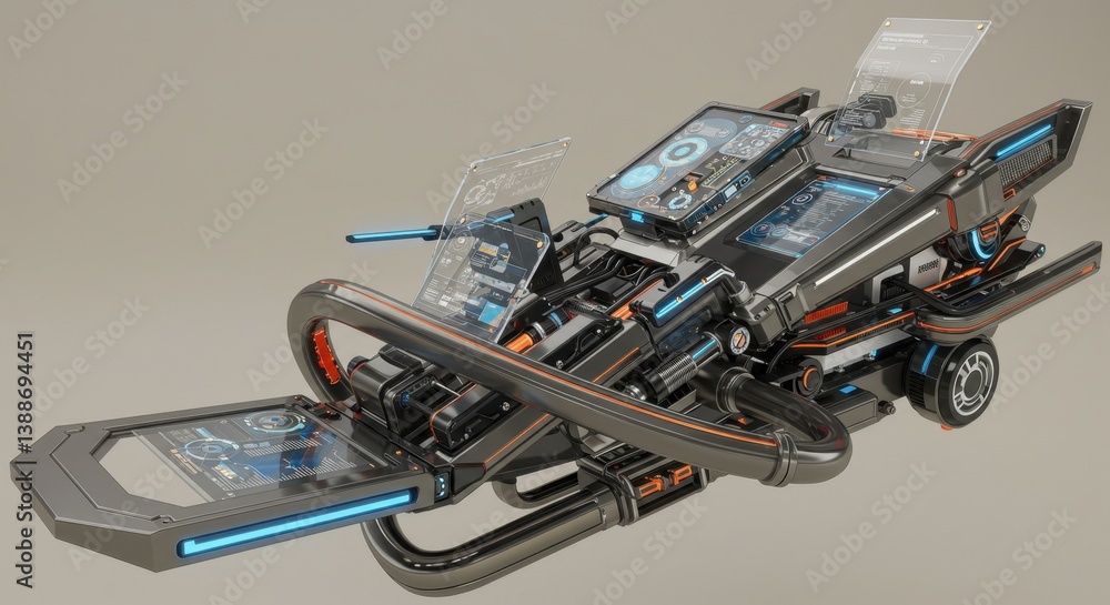 Aufkleber futuristic technology gadget advanced robotic system interface display screens