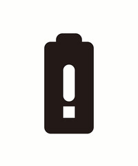 Battery icon with exclamation mark, minimalist style indicates warning or power issue suitable for app UI or notification system