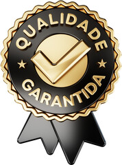 logotipo 3d selo qualidade de garantida oficial certificação de produto
