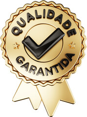 logotipo 3d selo qualidade de garantida oficial certificação de produto
