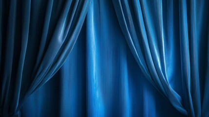 Dark blue velvet curtains draped elegantly.