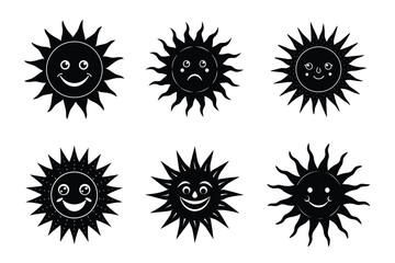 Sun funny characters silhouette vector illustration