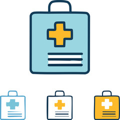 Obraz premium Medical editable stroke outline Icons set. Hospital, patient, medicine, pharmacy, nurse, prescription