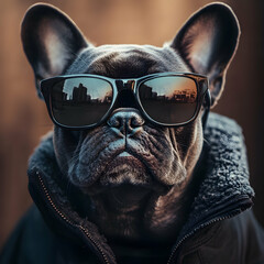 Cool French Bulldog in Sunglasses  Dog Photo