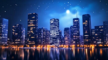 Obraz premium 綺麗なビル群の夜景