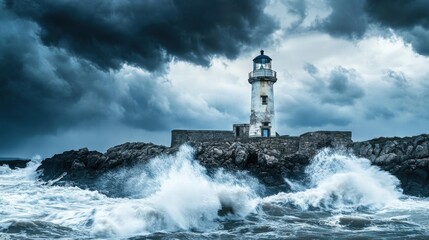 International Day for Monuments and Sites: Ancient Lighthouse Battling Coastal Erosion, Majestic Cliffs, and Ferocious Waves, a Testament to Historical Maritime Legacy Amidst Climate Change
