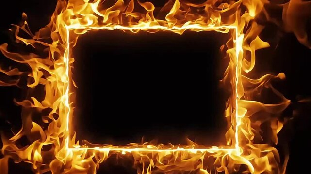 Burning frame animation with realistic fire effects great for adding text or other graphics.