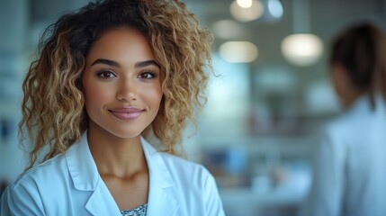 Fototapeta premium A female dermatologist holding a chart of different skin conditions, discussing customized skincare solutions with a patient
