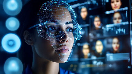 A machine learning scientist developing deep learning models for facial emotion recognition, research lab with computer vision software, emotion recognition data