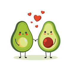 avocado with hearts vector, sharing love isolated on white background