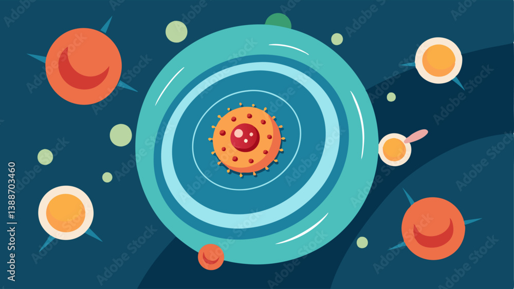 Poster microscopic view a background of a microscope view revealing intricate details of a damaged cell bei