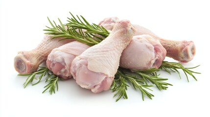 Fresh Chicken Drumsticks on Herb Garnish for Culinary Presentation
