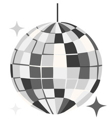 Realistic silver disco ball. Editable color vector