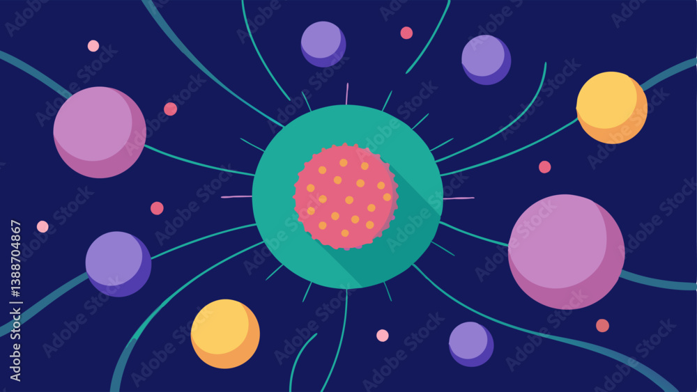 Poster microscopic view an abstract take on a microscopic view of elastin fibers surrounded by numerous exo