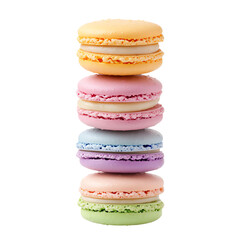 isolated transparent png Colorful stack of delicious macarons.