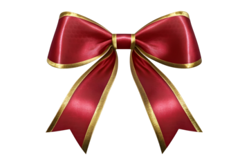 Isolated Red Ribbon With Gold Trim Illustration On Transparent Background