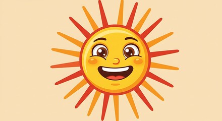 Smiling Sun Cartoon Illustration with Warm Colors Radiating Joy and Happiness