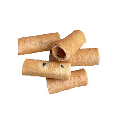 crispy rolls with black sesame seeds.