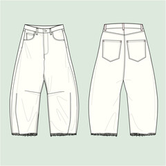 silhouette barrel jeans, balloon pants, outline jeans.