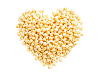 Popcorn arranged in heart shape