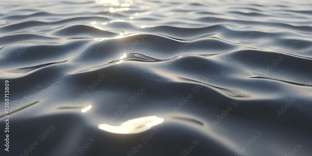 Poster fluid dynamics: an abstract rendering of water surface with sun reflections