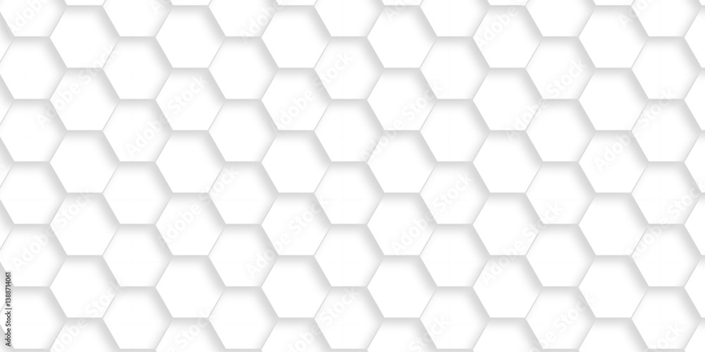 Poster abstract emboss white hexagonal background. luxury white pattern. vector futuristic minimal honeycom