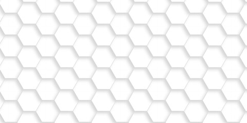 Fototapeta premium Abstract emboss white Hexagonal Background. Luxury White Pattern. Vector Futuristic minimal honeycomb mosaic white background. geometric mesh cell texture. modern futuristic wallpaper.