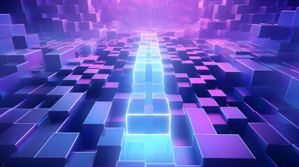 3d rendering of Blue and purple abstract geometric background. Scene for advertising, technology, showcase, banner, game, sport, cosmetic, business, metaverse. Sci-Fi Illustration. Product display
