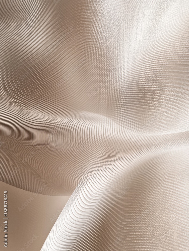 Poster Elegant pattern of fine parallel lines creating a subtle three-dimensional optical illusion in soft monochrome shades
