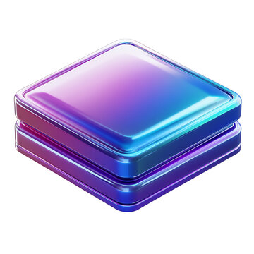 Iridescent square boxes stack neatly showcasing vibrant blue purple gradient. AI Generated