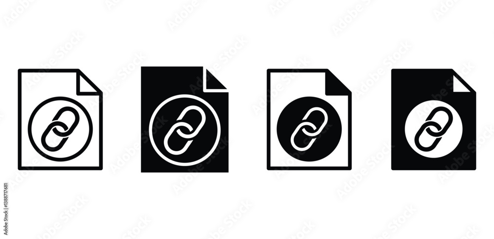 Poster chain link file icon set black and white minimalist document icons vector design