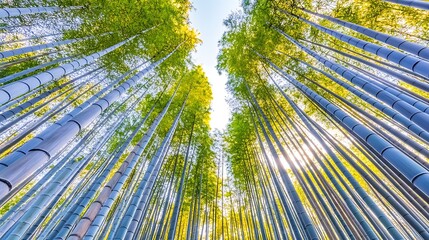 Tall bamboo stalks reaching towards the sky
