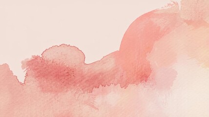 Fototapeta premium Minimalist watercolor texture with a gentle fusion of soft pink, peach, and light coral. The colors softly blend into each other, creating an abstract and calming aesthetic with a hand-painted effect