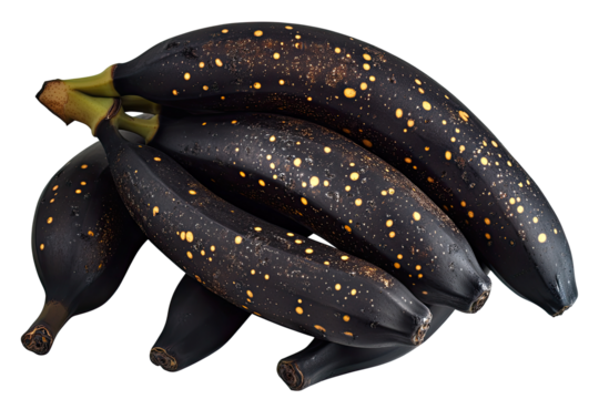 Bunch of black bananas with gold dots