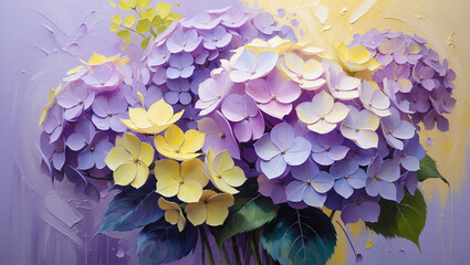 Elegant Impressionist Painting of Hydrangeas 