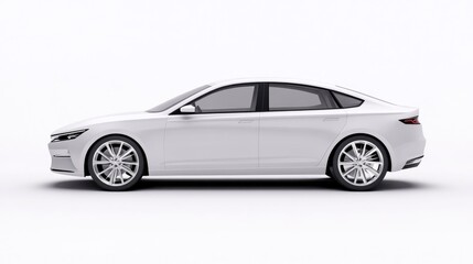 Obraz premium Modern white sedan, side profile. Sleek, contemporary design. Premium, stylish car