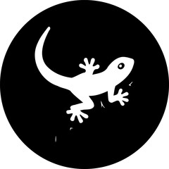 Stylized Gecko Silhouette in a Circular Design