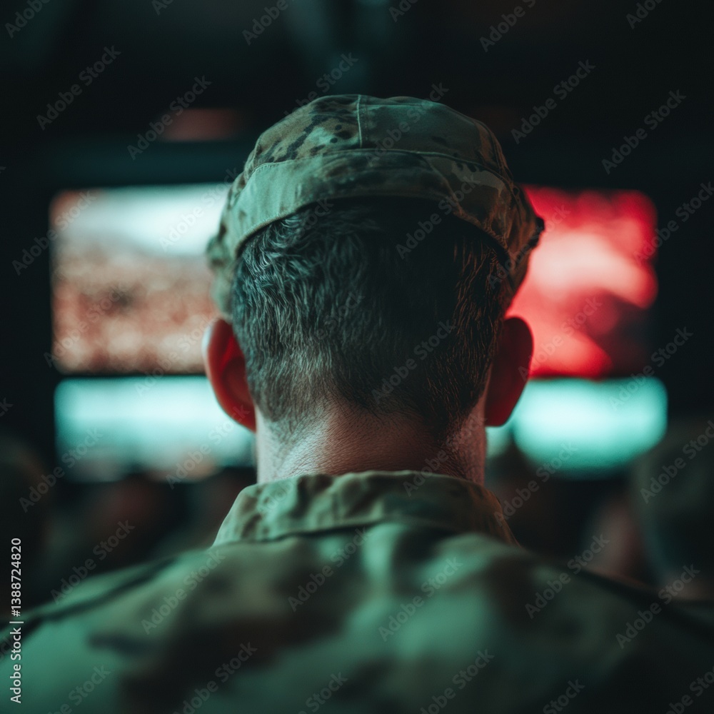 Aufkleber Cybersecurity Sentinel Geopolitical Threat Intelligence Visualization with Advanced Digital Defense Monitoring in High-Stakes Military Operations