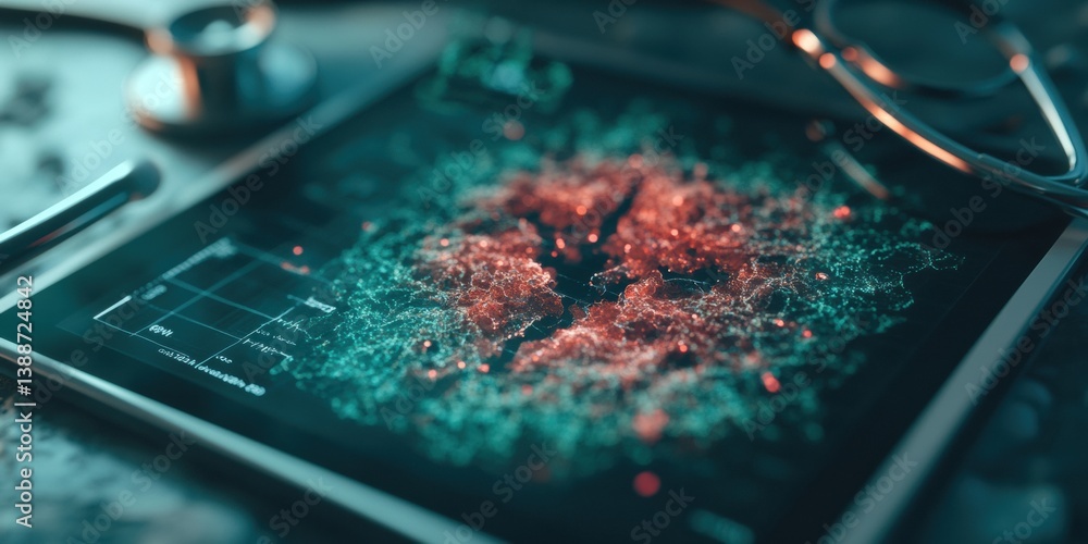 Aufkleber Quantum Health Analytics Immersive AI-Driven Medical Visualization Transforming Precision Diagnostics with Cutting-Edge Digital Interface Technology