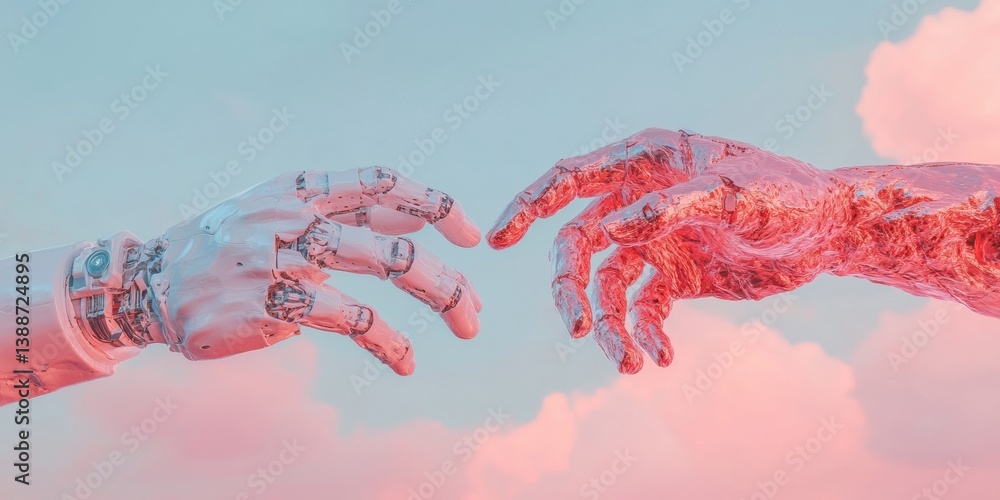 Aufkleber ethereal ai collaboration next-gen healthcare innovation visualizing human-robotic synergy in pastel