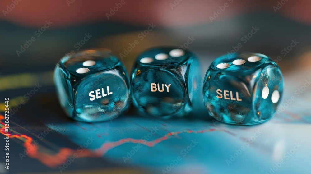 Poster Risk and Opportunity Transparent Trading Dice Visualizing Market Volatility in Algorithmic Investment Strategies for Digital Finance Entrepreneurs