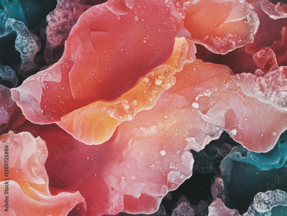 Poster molecular abstraction cutting-edge microscopic texture design for biotech branding, scientific innov