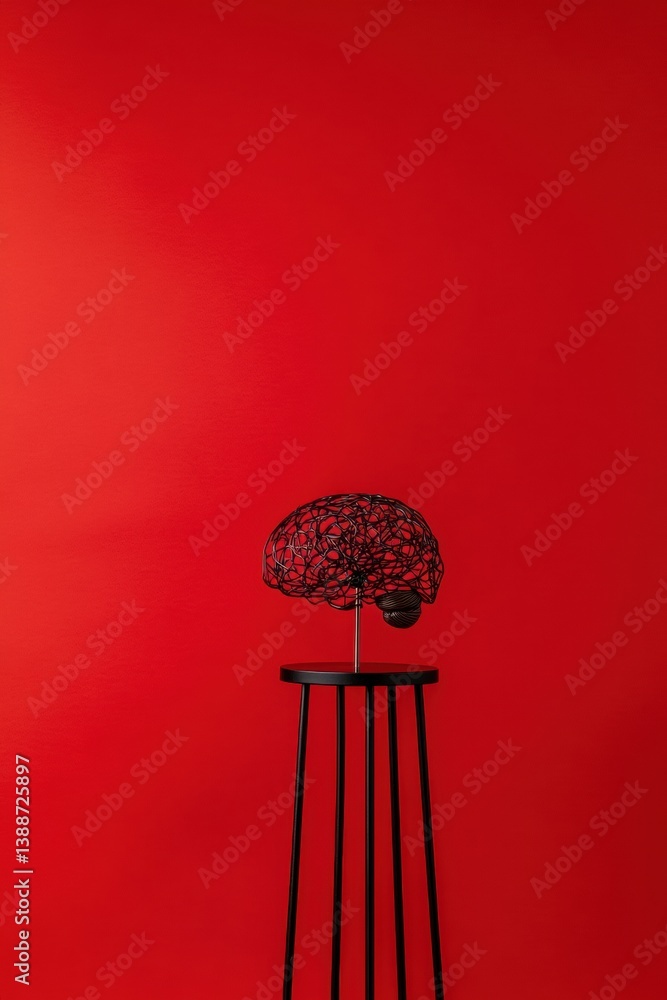 Poster minimalist neuroscience visualization abstract brain model on sleek pedestal - cutting-edge cognitiv