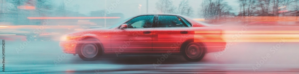 Poster Futuristic Automotive Safety Tech High-Performance Vehicle Dynamics with AI-Enhanced Motion Blur Showcasing Advanced Driver Assistance Systems in Immersive Urban Mobility Landscape