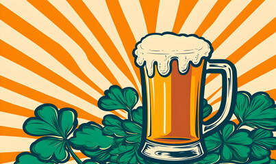 Retro Styled Beer Poster with Vintage Fonts and Colorful Design