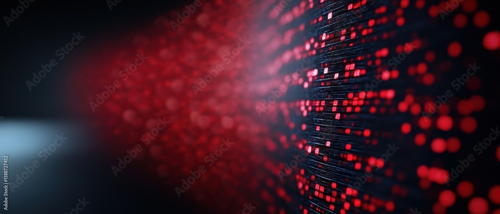 Poster Immersive Data Visualization AI-Powered Analytics Landscape with Deep Red Technological Gradient - Next-Gen Digital Transformation Insights