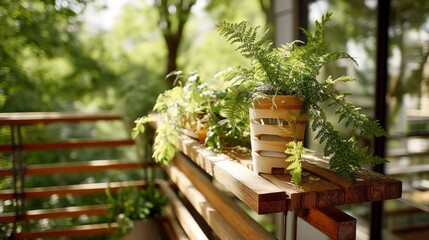 Fototapeta premium Generic Balcony Fern Perspective Breeze Delicious Fresh