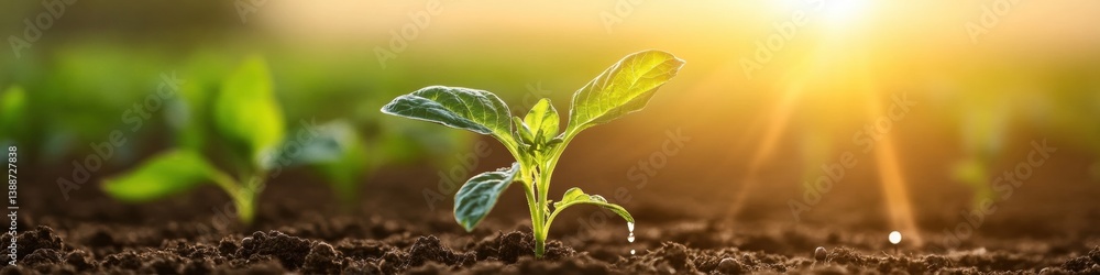 Poster Next-Gen AgriTech Precision Seedling Growth Visualization - Sustainable Regenerative Farming Innovation Capturing Solar-Powered Germination Potential